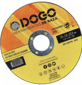 DISCO P/ACERO E INOX 115x1.6x 22.2 DOGO
